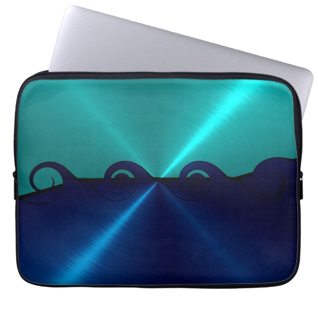 Zeevlek en blauw roestvrij staal laptop sleeve (Voorkant)