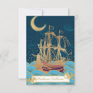 Zeevloot onder het moonlicht met kleine walvissen