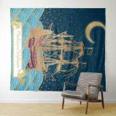 Zeevloot onder het moonlicht met kleine walvissen wandkleed (In Situ (horizontaal))