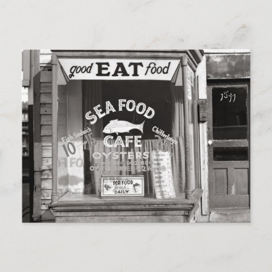 Zeevoedsel Cafe, 1937 Briefkaart (Voorkant)