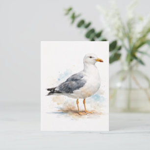Zeevogel Strand Oceaan Aquarel Scheepvaart Feestdagenkaart