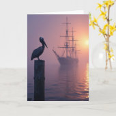 Zeevogel Vaderdag Scènekaart Kaart (Gele Bloem)