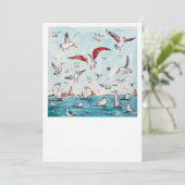 Zeevogel, vogel, vliegende vogels kaart (Staand voorkant)