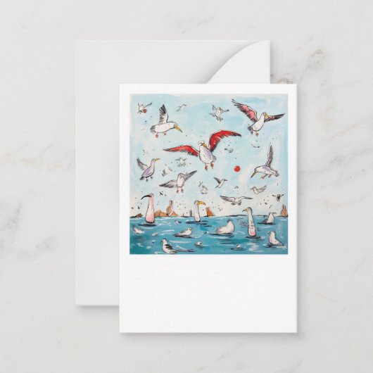 Zeevogel, vogel, vliegende vogels notitiekaartje (Voorkant)