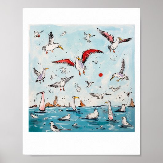 Zeevogel, vogel, vliegende vogels poster (Voorkant)
