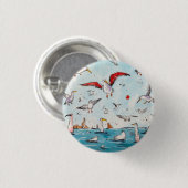 Zeevogel, vogel, vliegende vogels ronde button 3,2 cm (Voorkant /achterkant)