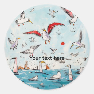 Zeevogel, vogel, vliegende vogels ronde sticker