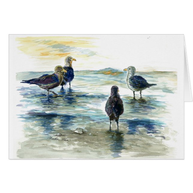 Zeevogels op het strand (Voorkant Horizontaal)