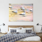 Zeevogels op Rustige Kust Canvas Afdruk (Insitu (Slaapkamer))