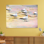 Zeevogels op Rustige Kust Canvas Afdruk (Insitu (Woonkamer))