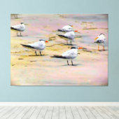 Zeevogels op Rustige Kust Canvas Afdruk (Insitu (Houten vloer))