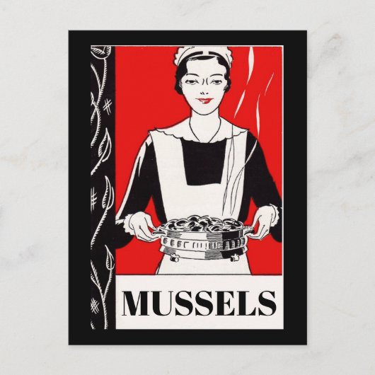 Zeevood, mosselen, tekst bewerken briefkaart (Voorkant)