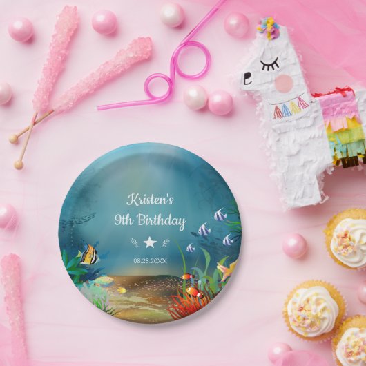 Zeevrrif onder de Birthday-Zee Papieren Bordje (Feest)