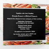 Zeevruchten broil paella diner repetitie feest drieluik uitnodiging (Binnenzijde eerst)