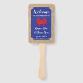 Zeevruchten Crab Boil Beach Huwelijksprogramma Fan Handwaaier (Voorkant)