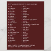 Zeevruchten display, visboer/vrouw, vismarkt flyer (Achterkant)