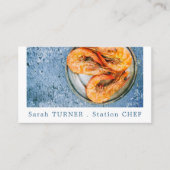 Zeevruchten garnalen, chef-kok, koken visitekaartje (Voorkant)