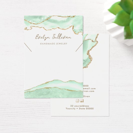 Zeevruchten groene agaat ketting display kaart (Bureau)