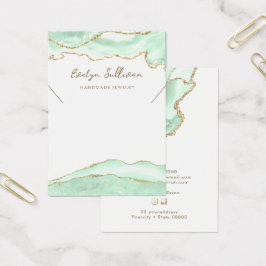 Zeevruchten groene agaat ketting display kaart