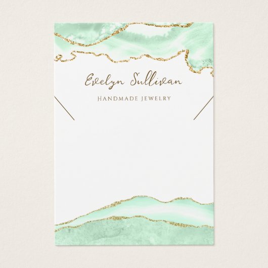 Zeevruchten groene agaat ketting display kaart (Voorkant)