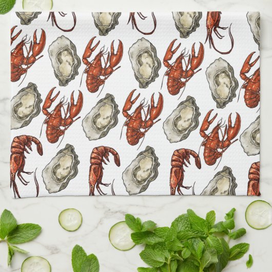 Zeevruchten Keukenhanddoek (Gevouwen)