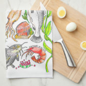 Zeevruchten Keukenhanddoek (Quarter Fold)