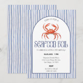 Zeevruchten Kook Krab Waterverf Verjaardag Uitnodi Kaart (Voorkant / Achterkant)