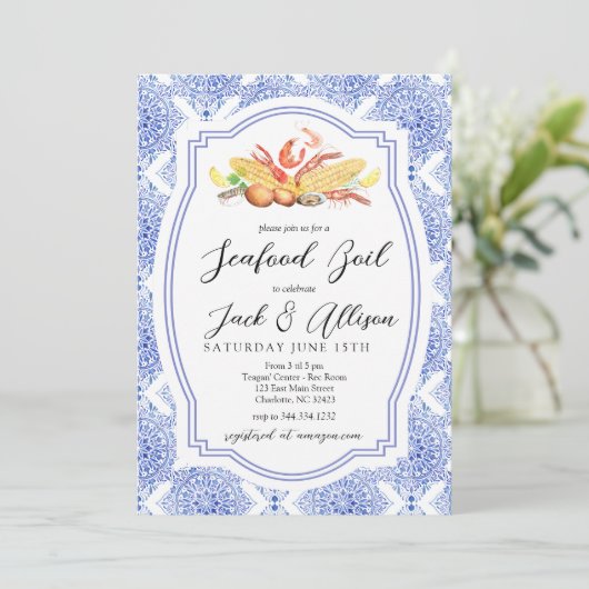 Zeevruchten Kook uitnodiging, Lage land Kook douch Kaart (Staand voorkant)
