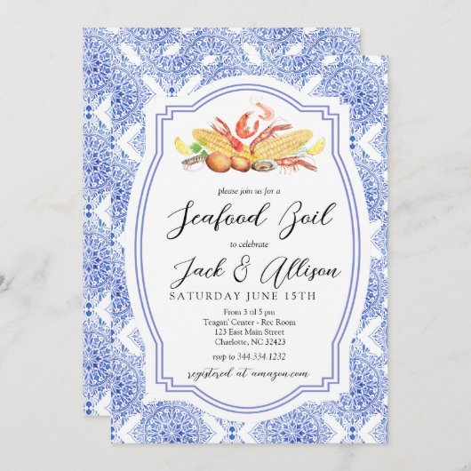 Zeevruchten Kook uitnodiging, Lage land Kook douch Kaart (Voorkant / Achterkant)