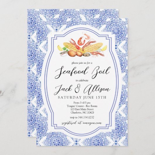 Zeevruchten Kook uitnodiging, Lage land Kook douch Kaart (Voorkant / Achterkant)