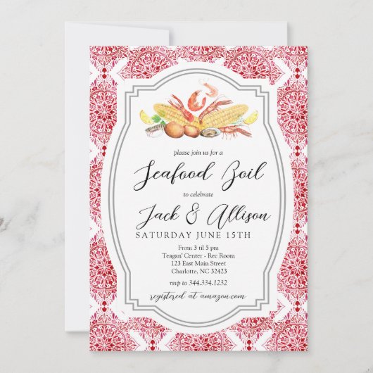 Zeevruchten Kook uitnodiging, Lage land Kook douch Kaart (Voorkant)