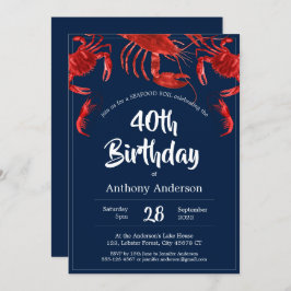 Zeevruchten Kook Uniek Rood Donkerblauw Verjaardag Kaart