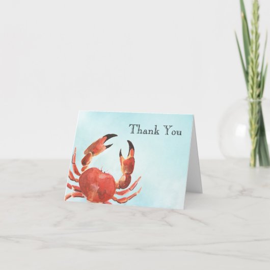 Zeevruchten Krab Aquarel Dank Je Bedankkaart (Voorkant)