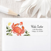 Zeevruchten krab floraal aangepaste retour label (Insitu)