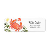 Zeevruchten krab floraal aangepaste retour label (Voorkant)