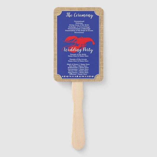 Zeevruchten Kreeft Boil Beach huwelijksprogramma F Handwaaier (Achterkant)