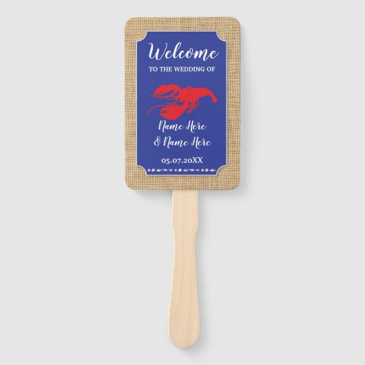 Zeevruchten Kreeft Boil Beach huwelijksprogramma F Handwaaier (Voorkant)
