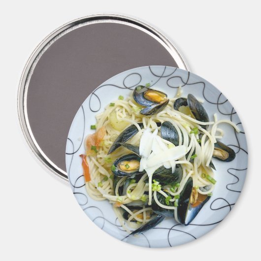 Zeevruchten Mussels Deegwaren Noodles Koelkast Mag Magneet (Voorkant / Achterkant)