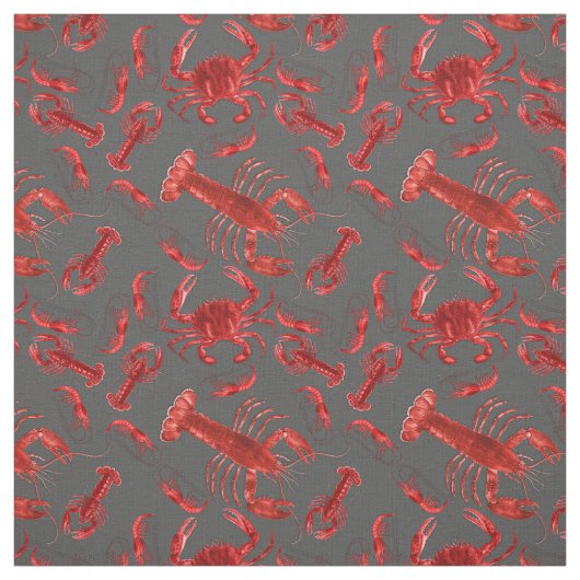 Zeevruchten Patroonkreeft Lobster Rustic Dark Grey Stof (Swatch)