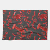 Zeevruchten Pattern Dark Gray Rustic Crawfish Lobs Theedoek (Horizontaal)