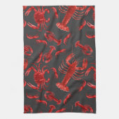 Zeevruchten Pattern Dark Gray Rustic Crawfish Lobs Theedoek (Verticaal)