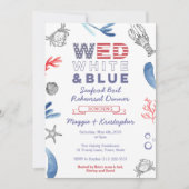 Zeevruchten Rooster Rehearsal Dinner, Red White Bl Kaart (Voorkant)