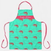 Zeevruchten Roze Garnalen Gepersonaliseerde Turquo Schort (Voorkant)