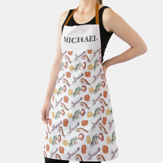 Zeevruchten Schaaldieren Krab Chef Monogram Schort (Insitu)