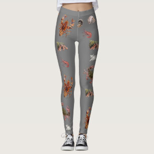 Zeevruchten Schaaldieren Kreeft Krab Patroon Leggings
