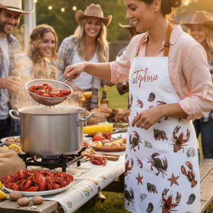 Zeevruchten Schaaldieren Lobster Crab Pattern Schort
