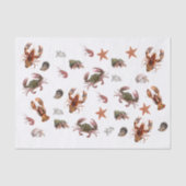 Zeevruchten Schaaldieren Lobster Crab Pattern Tissuepapier (Voorkant)