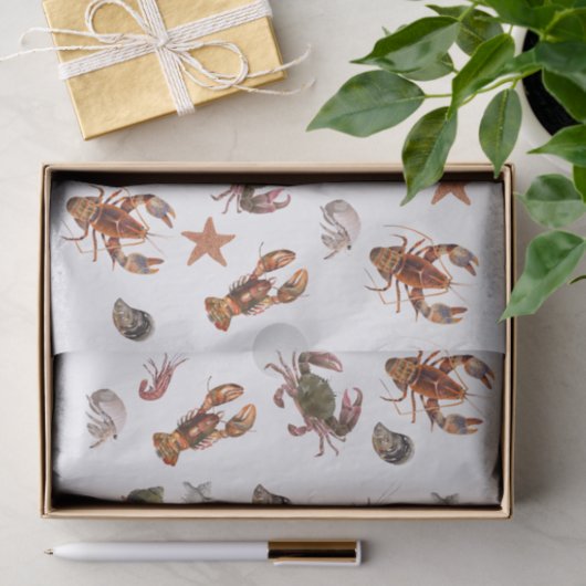 Zeevruchten Schaaldieren Lobster Crab Pattern Tissuepapier (Geschenk)