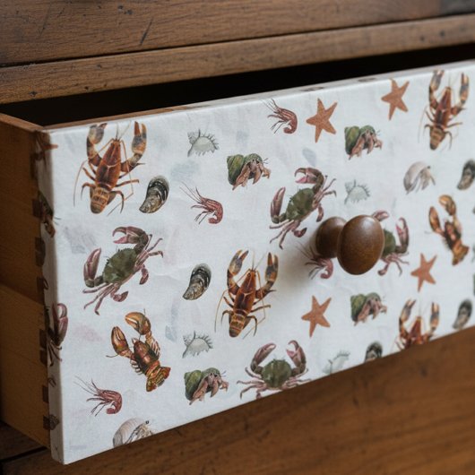 Zeevruchten Schaaldieren Lobster Crab Pattern Tissuepapier