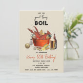 Zeevruchten Zomer Crawfish Boil Verjaardagsfeest Kaart (Staand voorkant)